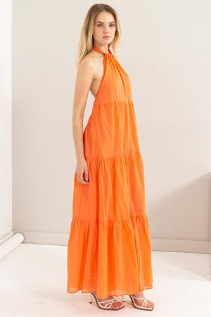 Orange Maxi Halter Dress